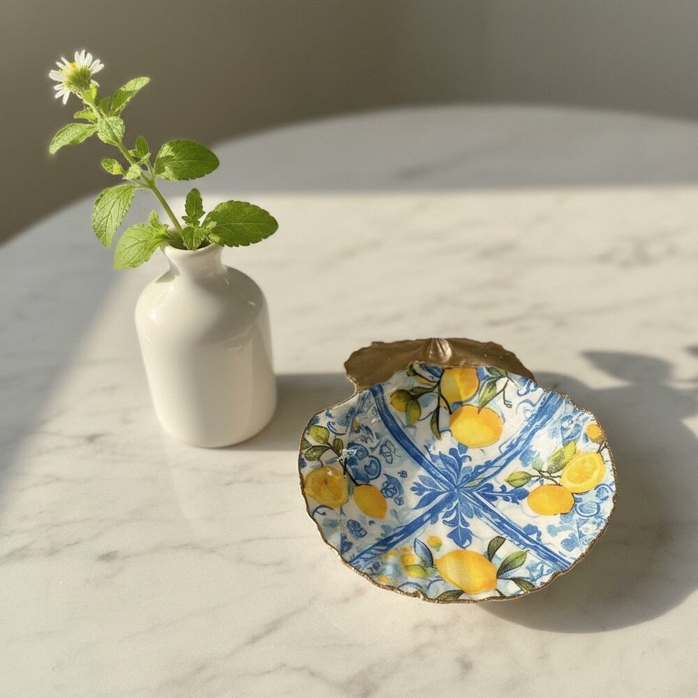 Lemon Shell Trinket Dish Mediterranean Coastal Decor